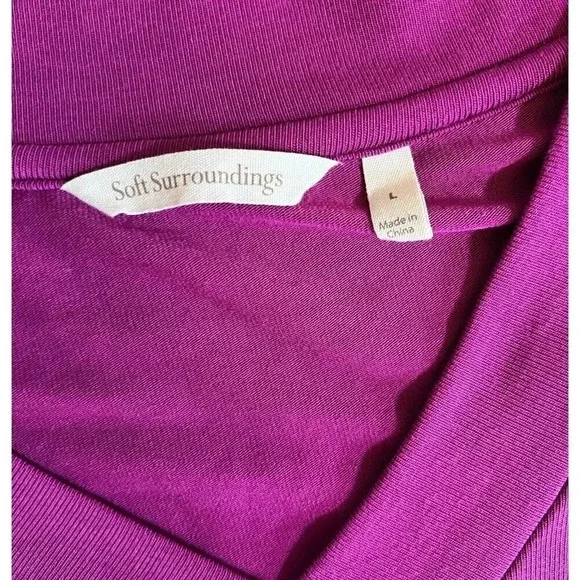 Soft Surroundings Knit Top Asymmetric Draped Pink Size Large long sleeves - Picture 3 of 8